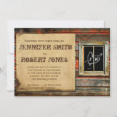 バ素朴ンウッドハートウィンドウ結婚式招待状 招待状 (正面)