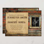 バ素朴ンウッドハートウィンドウ結婚式招待状 招待状 (正面/裏面)