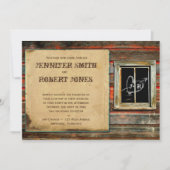 バ素朴ンウッドハートウィンドウ結婚式招待状 招待状 (正面)