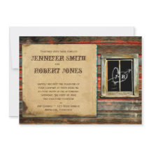 バ素朴ンウッドハートウィンドウ結婚式招待状