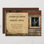 バ素朴ンウッドハートウィンドウ結婚式招待状 招待状 (正面/裏面)