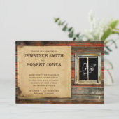 バ素朴ンウッドハートウィンドウ結婚式招待状 招待状 (スタンド正面)