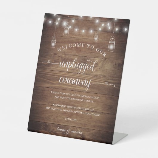 バ素朴ンウッドハートスクリプトのプラグ抜き式 台座サイン (正面)