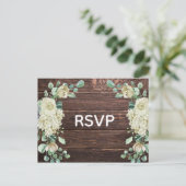 バ素朴ンウッドバラフローラウェディングRSVP インビテーションポストカード (スタンド正面)