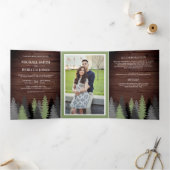 バ素朴ンウッドパインツリーフォトフォレスト結婚ズ 三つ折り招待状 (内部)