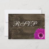 バ素朴ンウッドパープルデイジーウェディングRSVPカード 出欠カード (裏面)