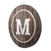 バ素朴ンウッドファミリーモノグラパーソナライズされたム ダーツボード (正面右)