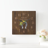 バ素朴ンウッドファームハウスホースシューひまわり スクエア壁時計 (ホーム)