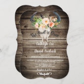 バ素朴ンウッドフローラアントラー狩りズオ結婚ーバー 招待状 (正面/裏面)