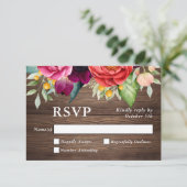 バ素朴ンウッドフローラウェディングRSVP 出欠カード (スタンド正面)
