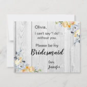 バ素朴ンウッドフローラピーチ花嫁プロポーザル 招待状 (裏面)