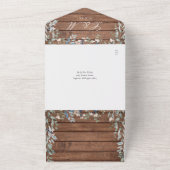 バ素朴ンウッドフローラ緑QRコー結婚ドA オールインワン招待状 (外側)