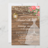 バ素朴ンウッドブライダルシャワーコーラル 招待状 (正面)