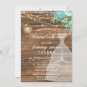 バ素朴ンウッドブライダルシャワーティール(緑がかった色) 招待状 (正面)