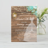 バ素朴ンウッドブライダルシャワーティール(緑がかった色) 招待状 (スタンド正面)