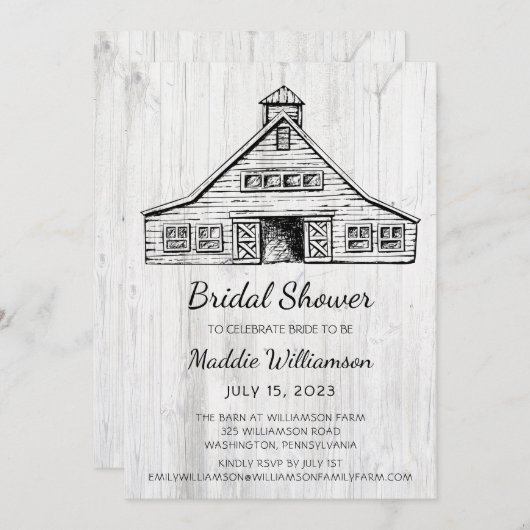 バ素朴ンウッドブライダルシャワー招待 案内状 (正面/裏面)