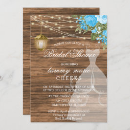 バ素朴ンウッドブライダルシャワー – ベビーブルー 招待状