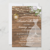 バ素朴ンウッドブライダルシャワー – ホワイト 招待状 (正面)