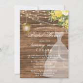 バ素朴ンウッドブライダルシャワー – 黄 招待状 (正面)