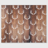 バ素朴ンウッドプランクス&ホワイトディアー〔雄ジカの〕枝角 ラッピングペーパー (フラット)