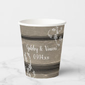 バ素朴ンウッドホワイトフラワーズカントリーウェディング 紙コップ (正面)