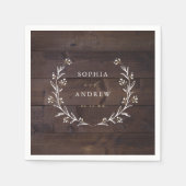 バ素朴ンウッドボホフローラカントリーウェディング スタンダードカクテルナプキン (正面)