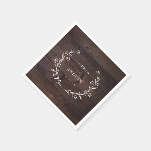 バ素朴ンウッドボホフローラカントリーウェディング スタンダードカクテルナプキン (角)