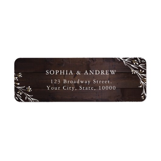 バ素朴ンウッドボホフローラカントリーウェディング ラベル (正面)
