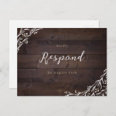 バ素朴ンウッドボホフローラカントリーウェディングRSVP ポストカード (正面/裏面)