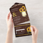 バ素朴ンウッドボホメイソンジャールヒマワリ結婚ーズ オールインワン招待状 (貼ってはがせる)