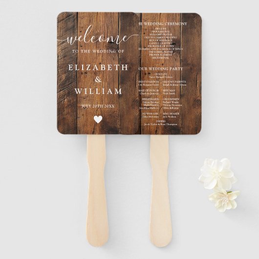 バ素朴ンウッドボホ結婚式 プログラム ハンドファン (正面&裏面)