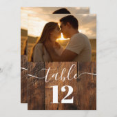 バ素朴ンウッドボーホフォトテーブル番号 招待状 (正面/裏面)