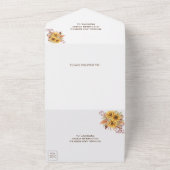 バ素朴ンウッドボーホランタンサンフラワー結婚ズ オールインワン招待状 (外側)