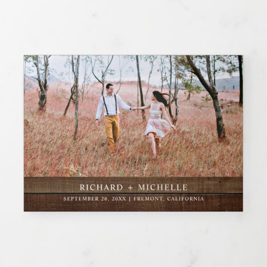 バ素朴ンウッドマルサラフローラメイスンジャー結婚ズ 三つ折り招待状 (カバー)