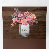 バ素朴ンウッドマルサラフローラメイスンジャー結婚ズ 三つ折り招待状 (内部最初)