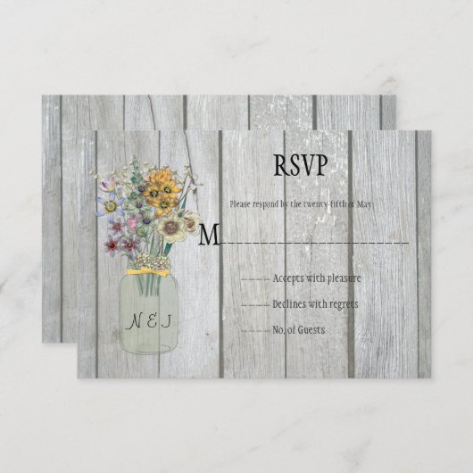 バ素朴ンウッドメイソンジャイルフラワーズRSVP 出欠カード (正面/裏面)