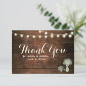 バ素朴ンウッドメイソンジャールストリングライツ結婚ズ サンキューカード (スタンド正面)