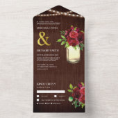 バ素朴ンウッドメイソンジャールブルゴーニュフローラズ結婚 オールインワン招待状 (内側)