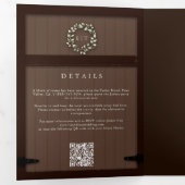 バ素朴ンウッドユーカリプスフォーマル結婚ツ 三つ折り招待状 (内部最初)