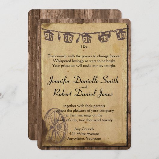 バ素朴ンウッドランタン結婚ズ 招待状 (正面/裏面)