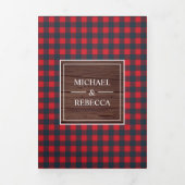 バ素朴ンウッドレッドバッファロープレイド〔雄ジカの〕枝角結婚ズ 三つ折り招待状 (カバー)