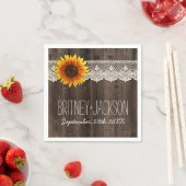 バ素朴ンウッドレースひまわり結婚のナプキン スタンダードカクテルナプキン (インサイチュ)