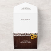 バ素朴ンウッドレースサンフラワーズメイソンジャー結婚ズ オールインワン招待状 (外側)