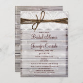 バ素朴ンウッドレースブライダルシャワー招待状 招待状 (正面/裏面)