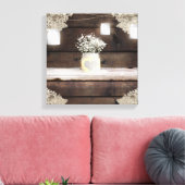 バ素朴ンウッドレースメイソンジャース&ベビーズブレス キャンバスプリント (インサイチュ (リビング))