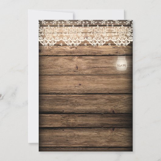 バ素朴ンウッドレースメイソンジャー結婚ズ 招待状 (裏面)