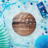 バ素朴ンウッドレース&ストリングライト結婚ズ ペーパープレート (パーティー)