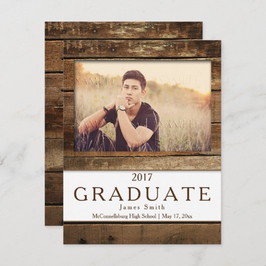 バ素朴ンウッド写真卒業発表 案内状 (正面/裏面)