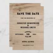 バ素朴ンウッド国の結婚式の日付を保存 招待状 (正面/裏面)