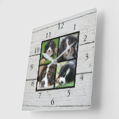 バ素朴ンウッド家族の写真コラージュ スクエア壁時計 (傾斜)